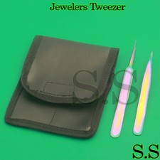 2 STAINLESS STEEL MULTI RAINBOW COLOR JEWELER STYLE TWEEZERS 5  3 BTS-242