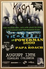 KORN w/ PAPA ROACH & Powerman 5000 PROMO 1999 Concert Gig TOUR PROMO Poster MINT