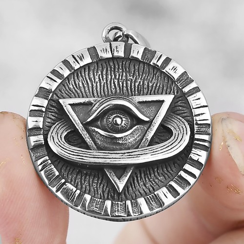 Hombres Masón Ojo de Demonio Collar Masónico Acero Inoxidable Amuleto Cadena Colgante - Imagen 2 de 9