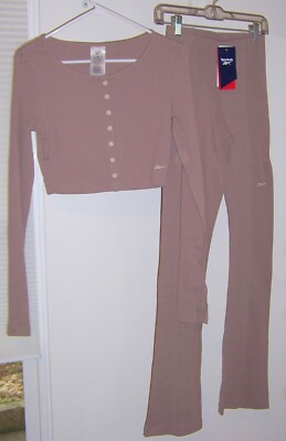 REEBOK CASUAL INFORMAL TIGHTS AND TOP SET TAUPE NWT SIZE SMALL S