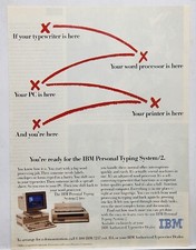 1989 IBM Personal Computer Typing System 2 PC Retro Original Print Ad 1980s