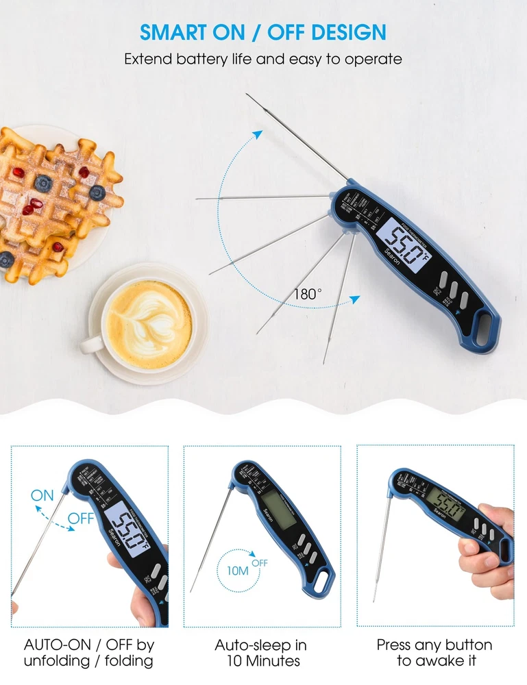 Meat Thermometer,Calibration Feature Digital Food Thermometer with Instant Re...