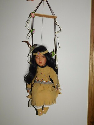 VINTAGE 14'' HIGH  KNIGHTSBRIDGE COLLECTION HAND PAINTED PORCELAIN  INDIAN DOLL