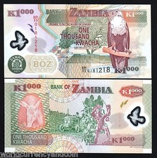 ZAMBIA 1000 KWACHA P-44 2011 x 100Pc Lot BUNDLE UNC Zambian GIRAFFE POLYMER NOTE
