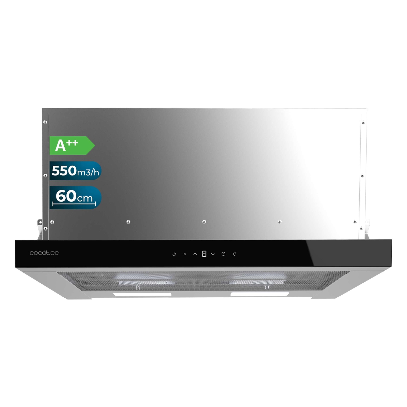 Cecotec Cappa Telescopica 60 cm Flux TLT 605500 Glass Black A++. Motore (X2f)