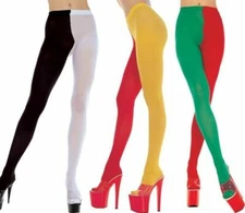 Tights Ladies 2-Tone  Nylon/Spandex Jester-Clown-Elf-Colorful Ladies Tights