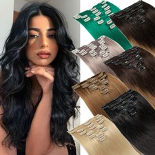 Russian Remy Clip In Real 100 Human Hair Extensions FULL HEAD US CLEARANCE