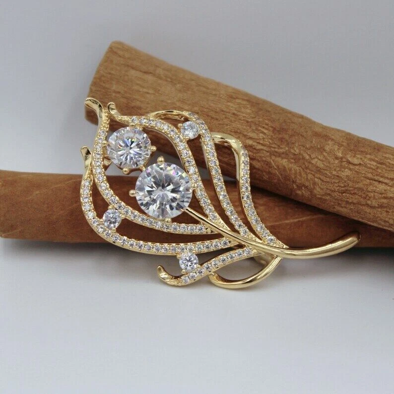 Wedding Brooch Pin 2.30Ct Round Cut Lab Created Diamond 