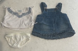 Vintage Build A Bear Denim Overall Skirt Ruffle For 16” Plush Doll BAB Underwear