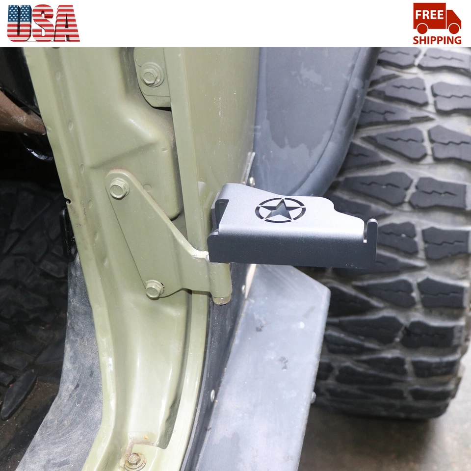 For Jeep Wrangler JK JKU 2007-18 1Pair Car Black Door Foot Peg Hinge Rest Pedals - Imagem 3 de 4