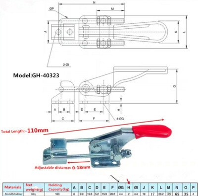 GH40323/GH431/GH40341 Hand Tool Metal Holding Capacity Latch Type Toggle Clamp
