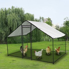 Large Metal Chicken Coop Walk-in Poultry Cage 10x6FT Hen Run House Dome  Cover
