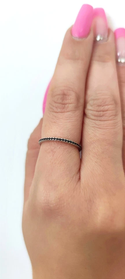 Anello Veretta Girodito Nero in argento 925 rodiato - Rainbow Collection - Immagine 4 di 4