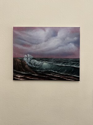 Seaside  Harmony Seascape oil painting original art Bob Ross style 16x20in