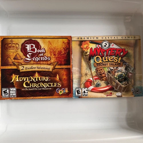 Mystery Quest Secret Island & Book Of Legends PC CD hidden object picture puzzle