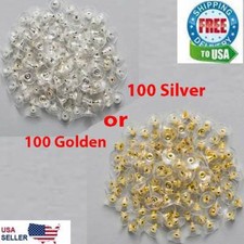 100 Earring Backs Posts Silver Golden Backings Stopper Ear Ring Jewelry Nut 11