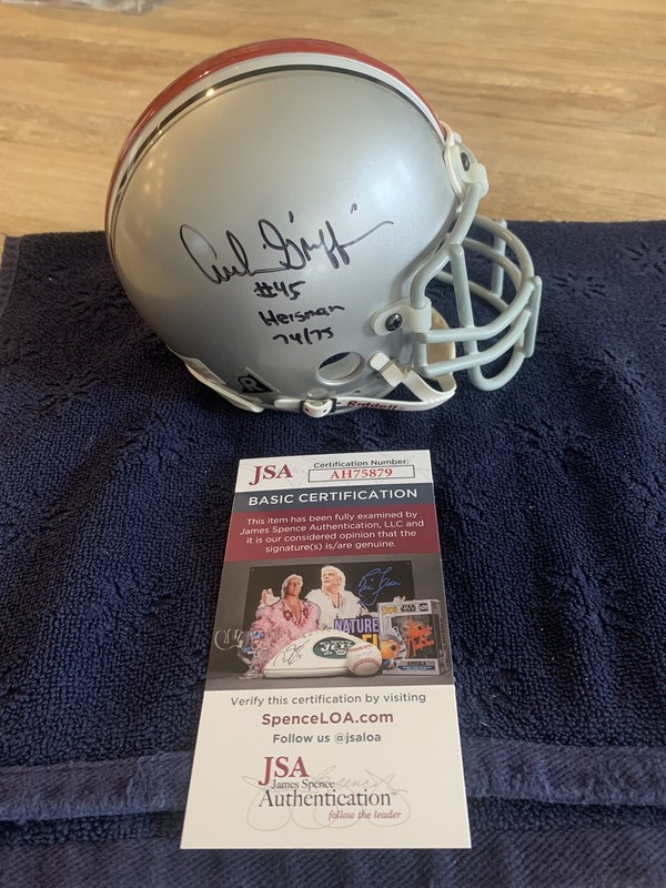 Archie Griffin #45/Heisman 74/75 Signed Authentic Mini Helmet JSA COA & Case