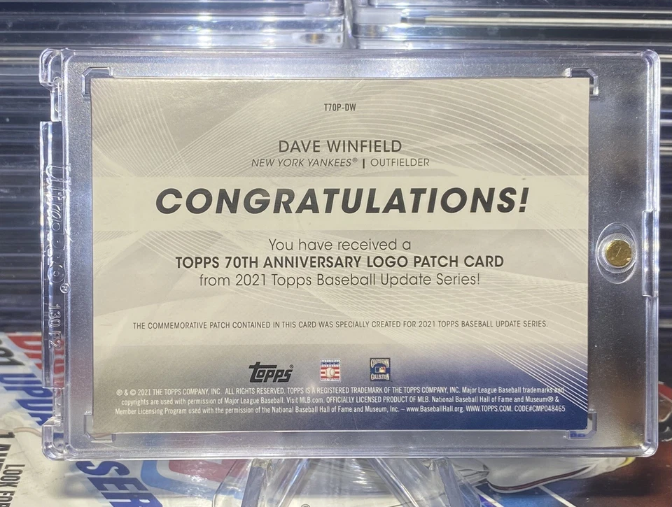 ‼️/299‼️2021 Topps -Dave Winfield Commemorative 70th Anniversary Patch  T70P-DW - Image 2 of 3