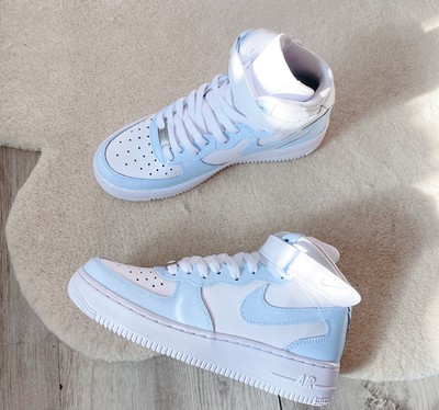 Nike air force 1 mid custom baby blue | eBay