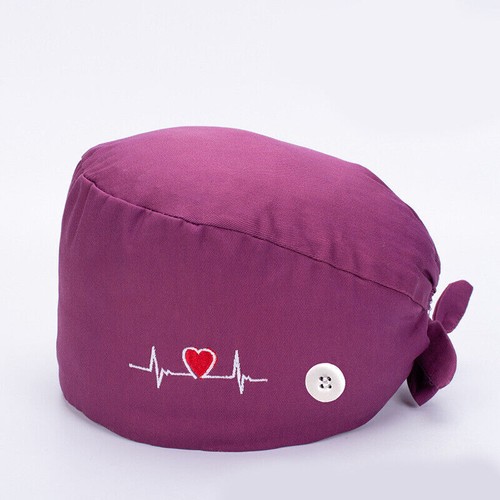 Surgical Scrub Cap Doctor Nurse Kitchen Cotton Hat with Sweatband Adjustable US - Picture 6 of 10