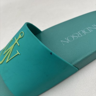 JW ANDERSON Blue Rubber/PVC Logo-Embossed Pool Slide Sandals  display picture 1