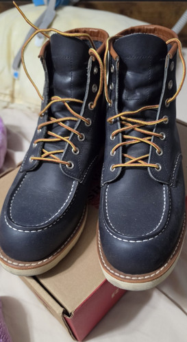 Red Wing Shoes Black Leather Moc Toe Lace Up Men's Boots Size 10 D