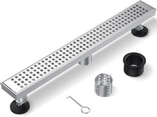 ZEKOO Linear Shower Drain 32 Inch Brushed Nickel,304 Stainless Steel Floor Drain