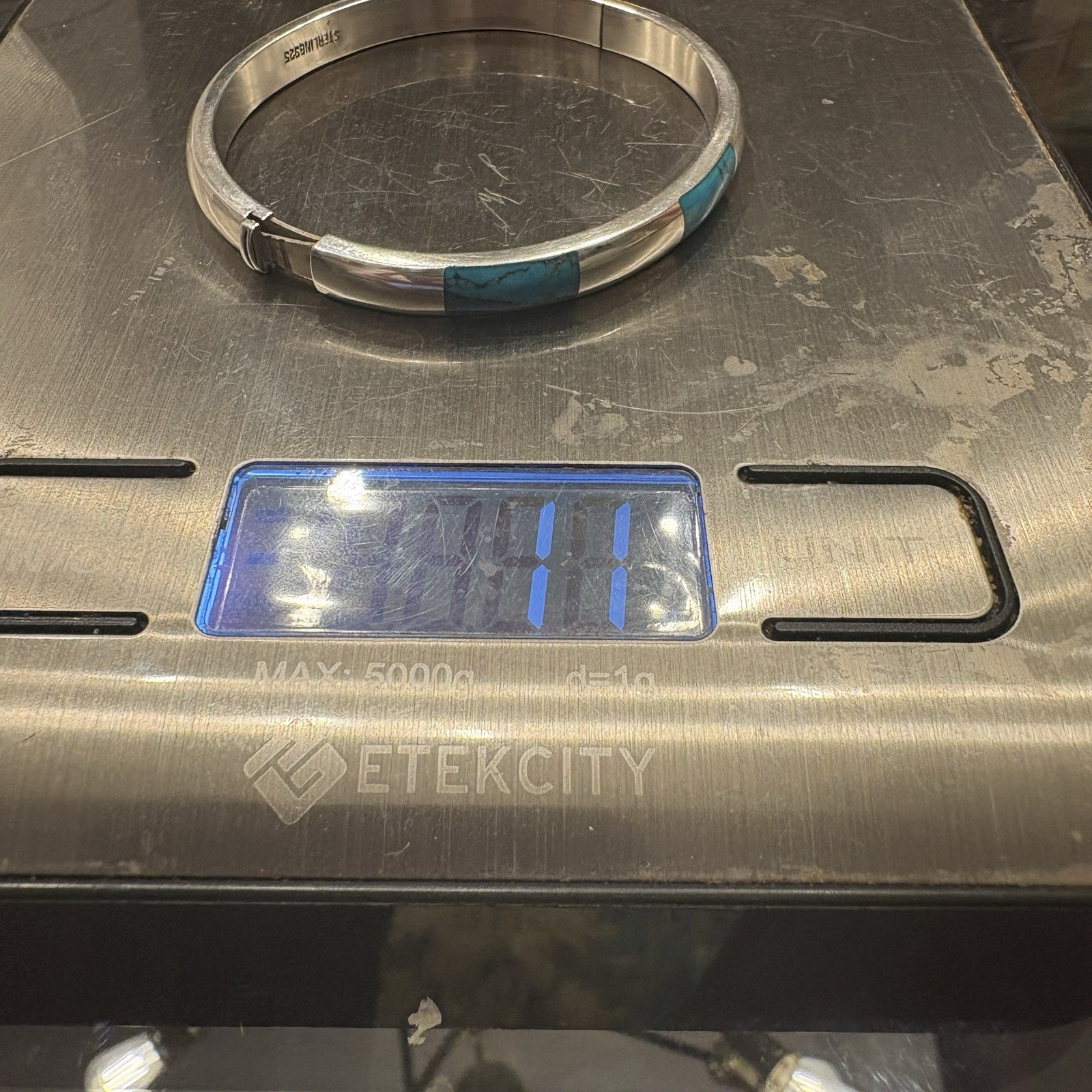 Native American Sterling (11g Hinged Bangle Brace… - image 9