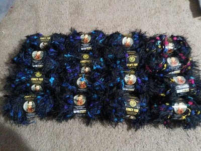 Lion Brand Yarn FANCY FUR Mix Colors Lot Of 16 Yarns See Picture! New