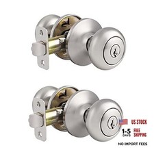 Entry Door Knobs with Lock, Keyed Alike Door Knobs for 2 Pack Brushed Nickel