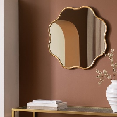Habitat goldfarbener gewellter runder Wandspiegel - 60 x 60 cm