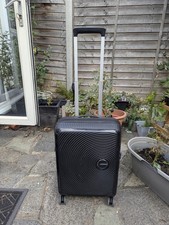 Black American Tourister Soundbox Spinner 55cm Cabin Luggage 4 Wheels Suitcase