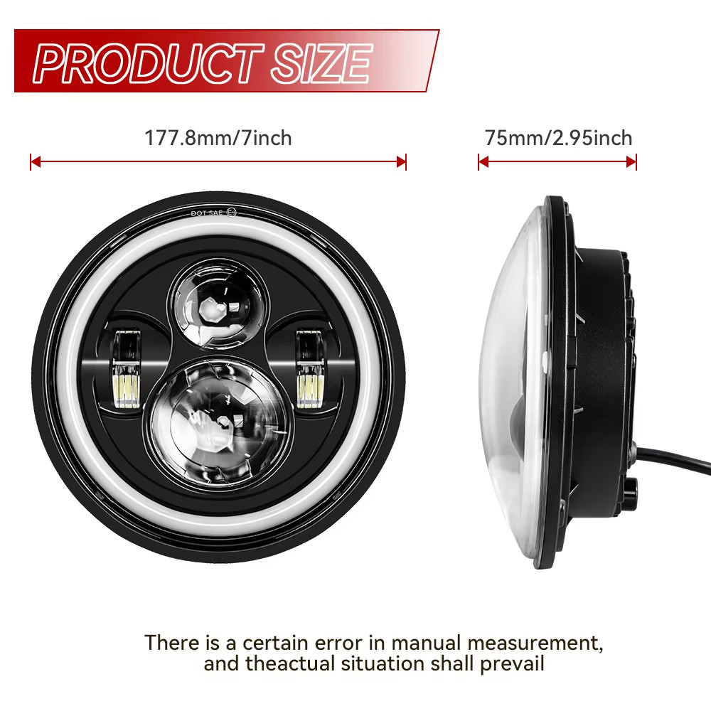 7"inch LED DRL Headlight + Passing Lights For Harley Davidson Touring Road King