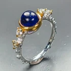 Antique jewelry Blue Sapphire Ring 925 Sterling Silver Size 5.5 /R480602