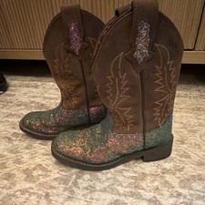 Smoky Mountain 3077C Western Boots Kids Brown Glitter Embroidered Leather 12R