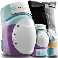SKATEWIZ Skating Protective Gear Adult Knee Pads, Elbow Pads and Wrist Guards...