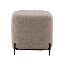 17" Modern Square Ottoman with Metal Base Light Brown - WOVENBYRD