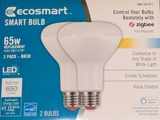 EcoSmart 65-Watt BR30 LED Smart Bulbs - 2 Pk -650 Lumens customizable New In Box