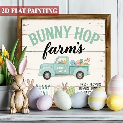 Easter Desktop Decoration Bunny Hop Farm Plaque Farmhouse Spring Home Accent