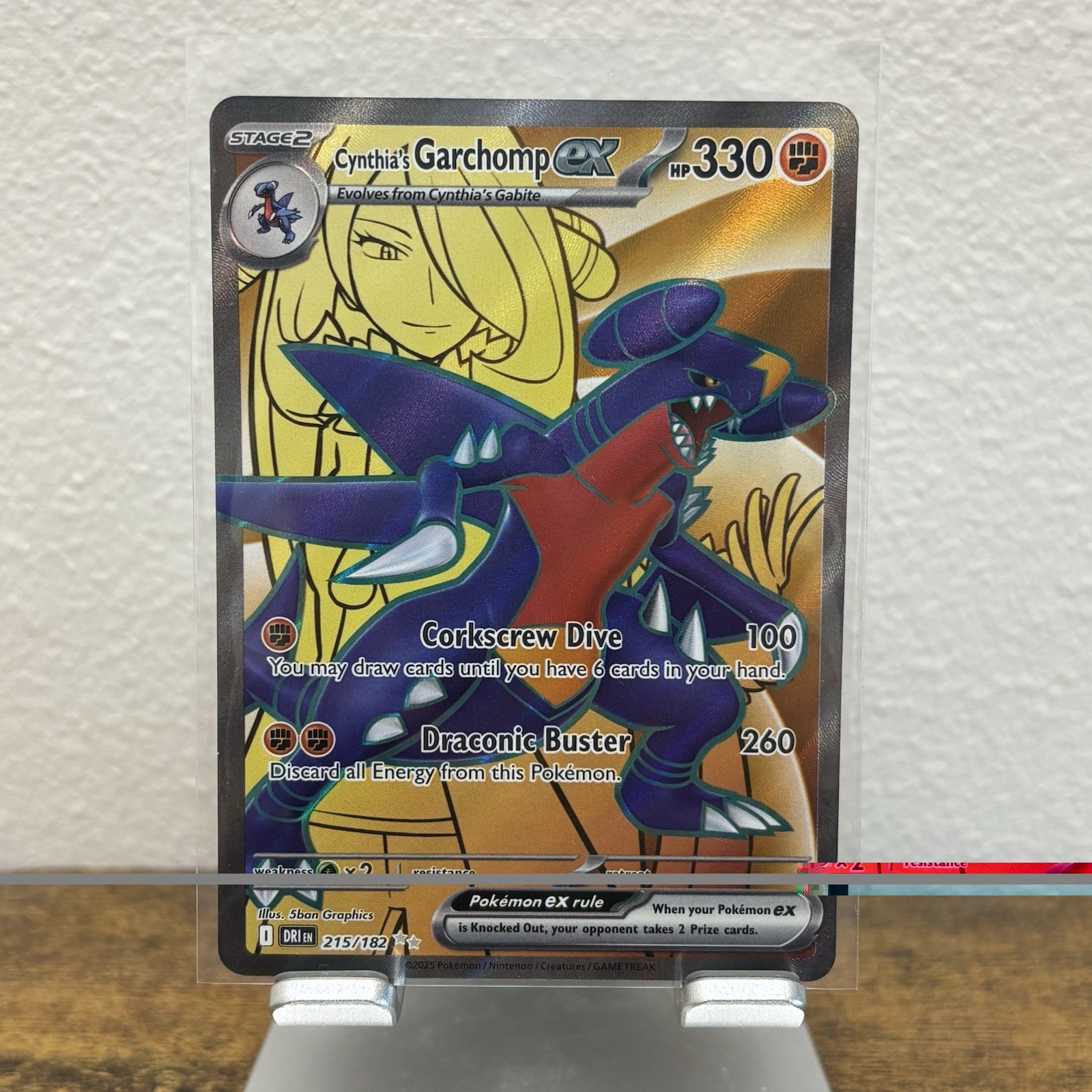Pokemon Cynthia's Garchomp ex 215/182 Ultra Rare SV10 Destined Rivals NM