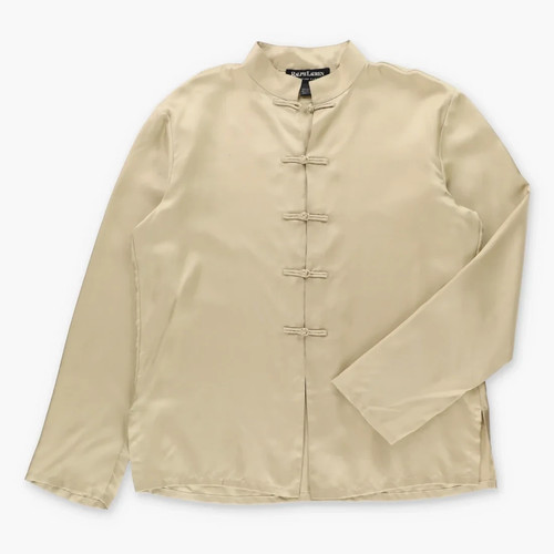 Ralph Lauren Black Label, Vintage RALPH LAUREN Black Label 00s Mandarin Knot Collar RARE Silk Shirt (L)