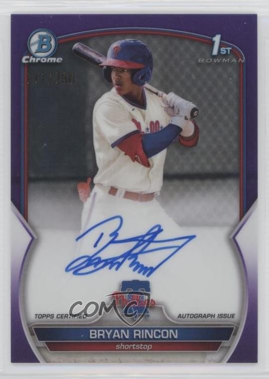 2023 Bowman Chrome Prospect Purple Refractor /250 Bryan Rincon #CPA-BRN Auto g1k
