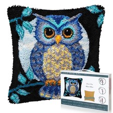 Full Moon Owl Latch Hook Pillow Kit for Adults Beginners, DIY Throw Pillow Cu...