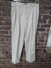 CHAPS Mens 35X34 Double Pleated Casual Dress Pants Khaki Cuffed Logo Career NWT