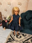 Vintage Barbie / Skipper Clone Outfit - Dress, Navy Blue Shoes, Book, Lollipop