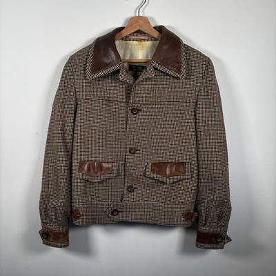 True Vintage cortefiel houndstooth tweed wool jacket Made In Spain 39