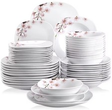 24-Piece Dinner Set Porcelain Floral Crockery Small Large Plates Bowls Set for 4