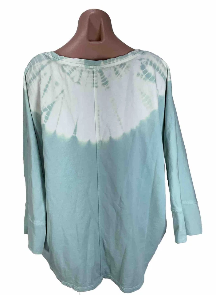 Pure J Jill Tie Dye French Terry Oversized Pullover XL  Blue Organic Cotton - Image 2 of 4