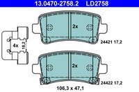 Bremsbelagsatz FÜR Opel Insignia A Sports Tourer (G09) - ATE 13.0470-2758.2