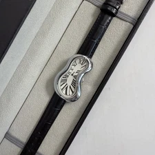 Gold Exaequo Inspired Softwatch W/ Black Leather Band Salvador Dali inspired